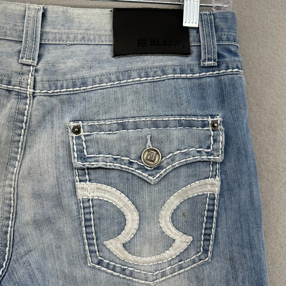 DL Black Relaxed Straight Jeans Med Wash Faded Mens 30x31 Whiskers Rock Hardcore